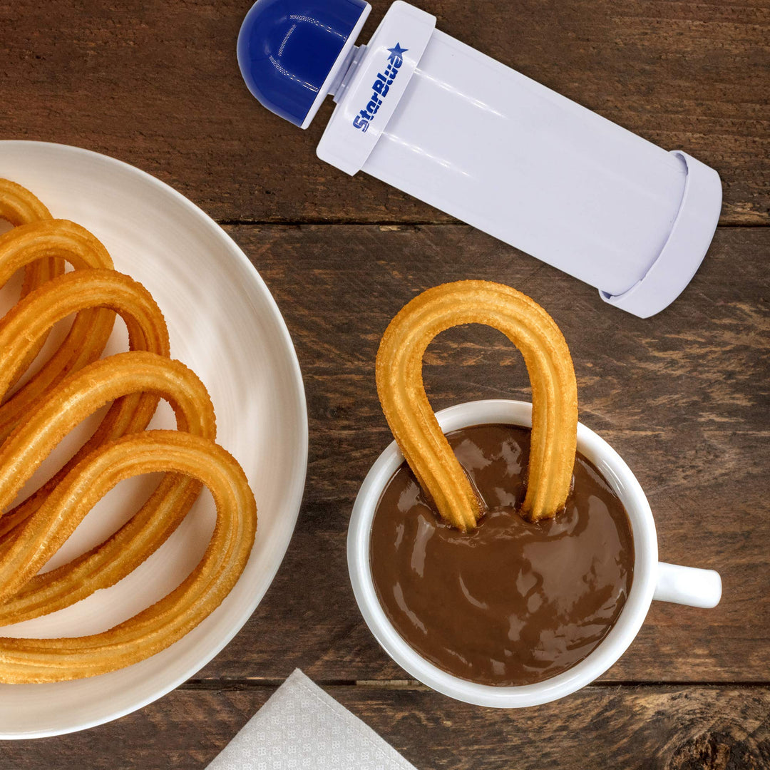 Churrera Churro Maker with FREE Recipe e-Book - Easy Piping Nozzle Tool for Deep Fry Churro in 8 Difference Shapes