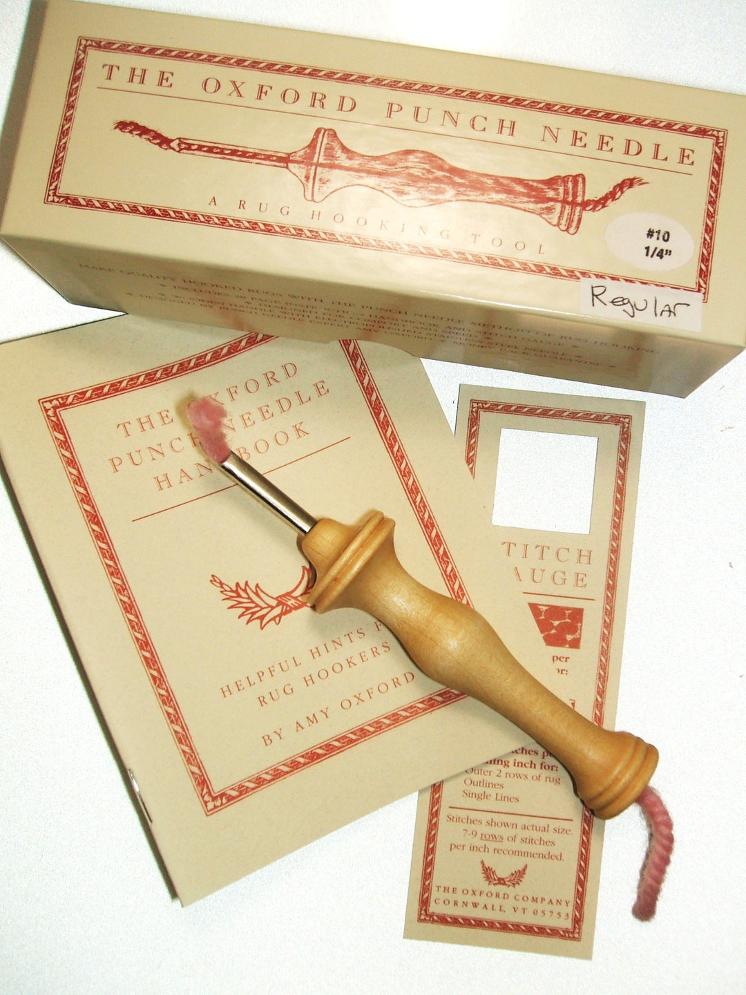 Wood Punch Needle Rug Hooking Tool #10 1/4 Regular w/ Box Booklet