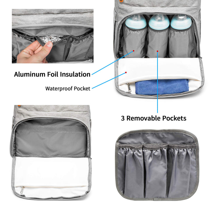 Diaper Bag Backpack, Transformable Baby Bag, Spacious Enough for Twins&#39; Stuff, Multifunction Back Pack, Gray