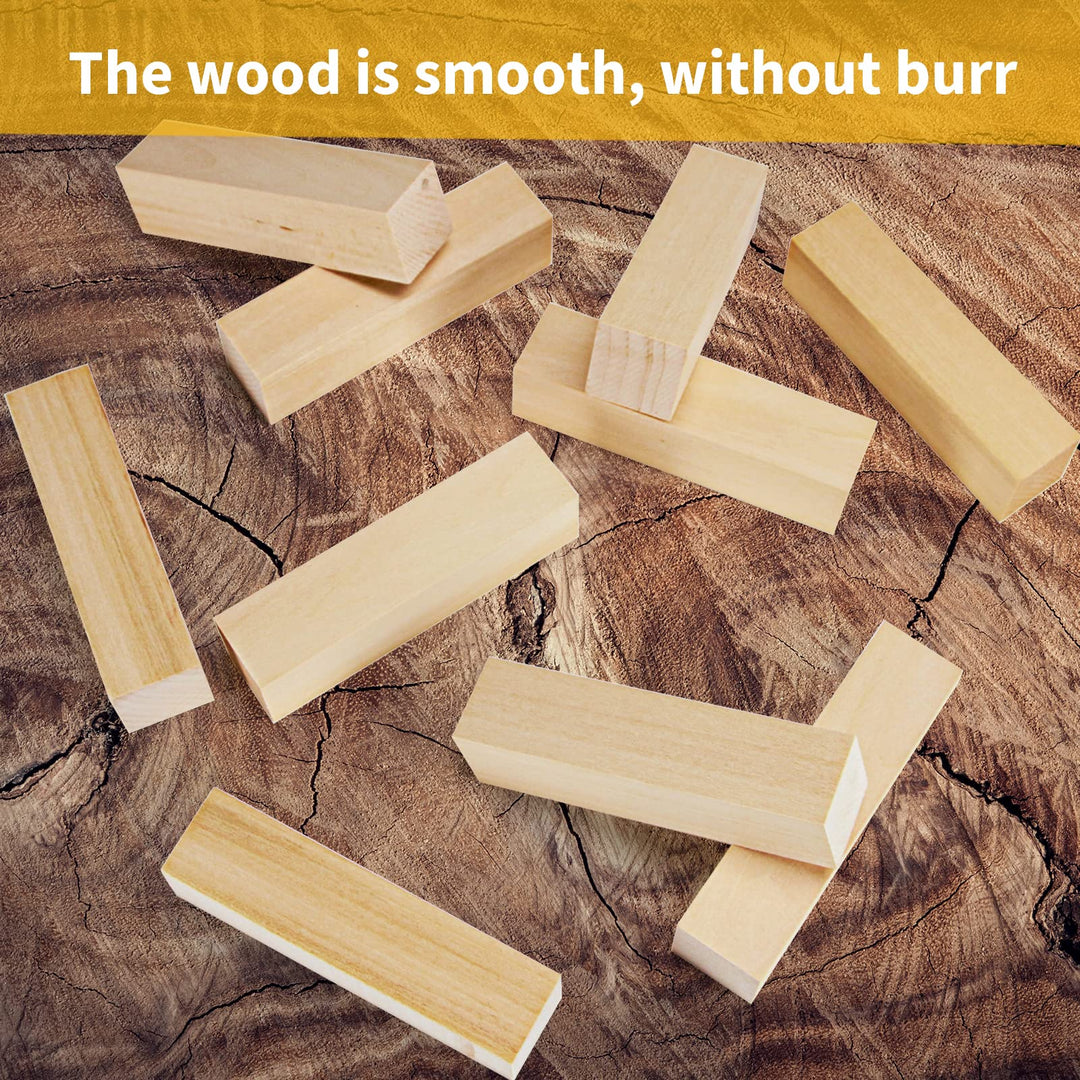10 Pack Basswood Carving Blocks, 4 X 1 X 1 Inches Soft Solid Wooden Blocks, Unfinished Wood Whittling Blocks for Carving and Whittling, Beginner, Expert