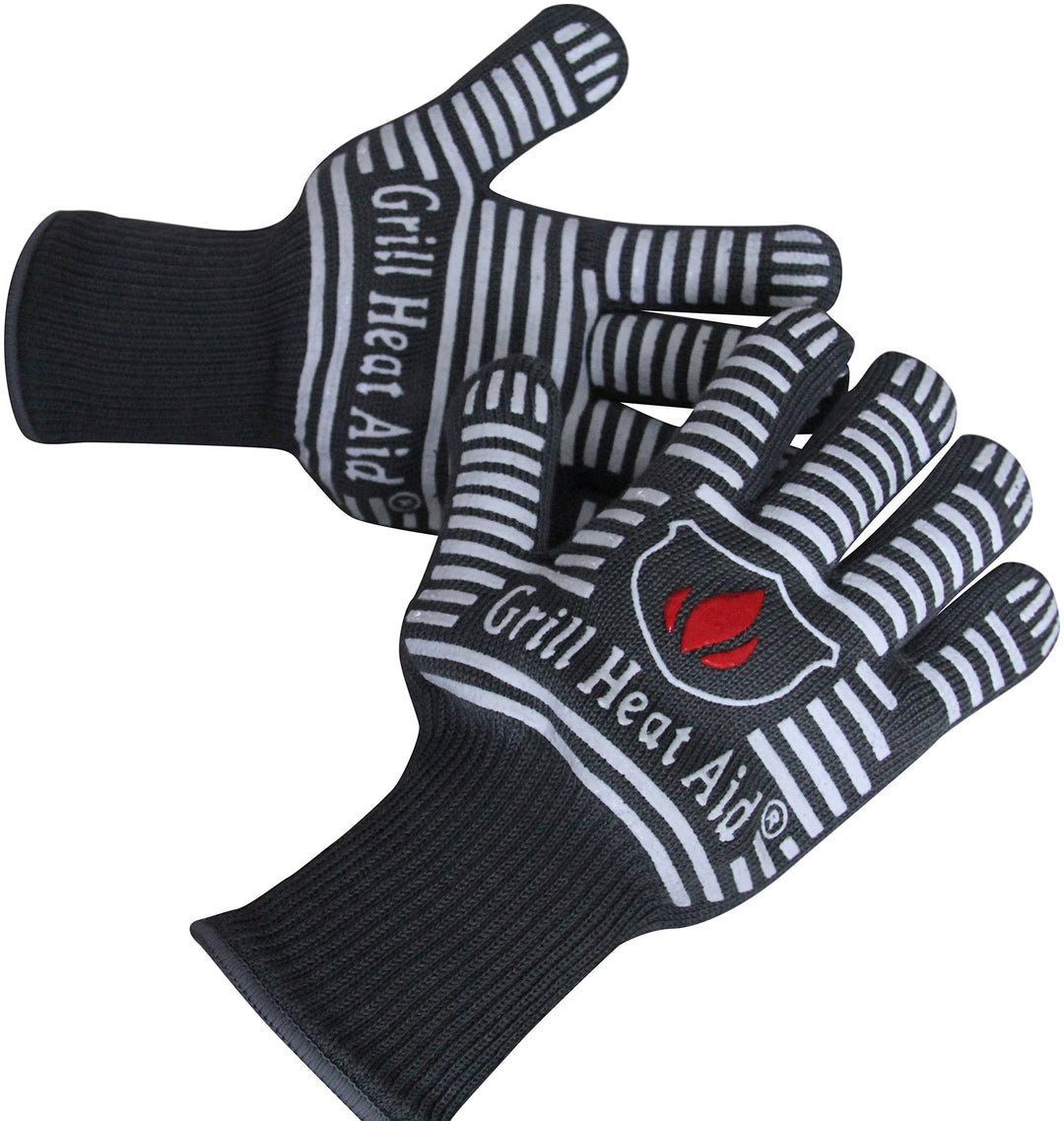 Extreme Heat Resistant BBQ Gloves - Premium Insulated &amp; Silicone Lined Aramid Fiber Mitts for Cooking, Grilling, Frying and Baking - Professional Indoor Outdoor Kitchen Oven Accessories