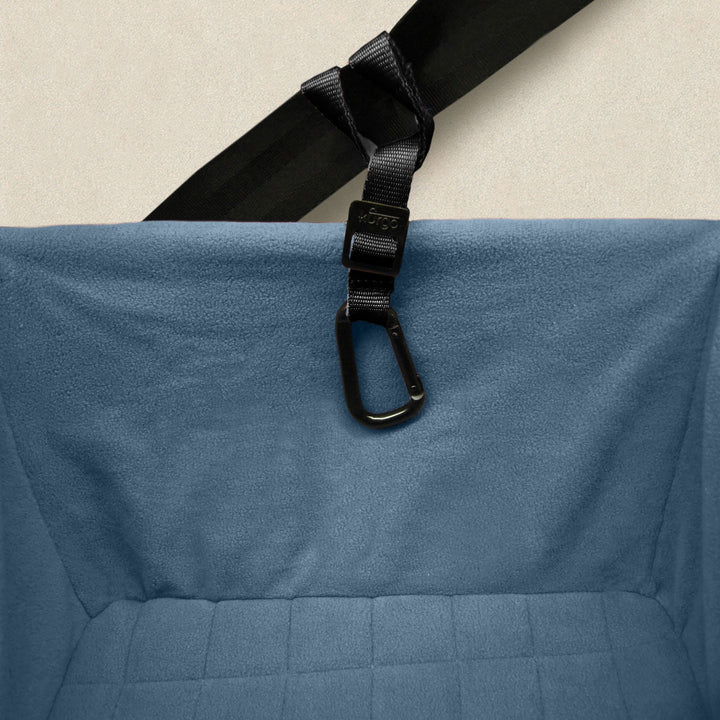 Dog Booster Seats for Cars - Pet Car Seats for Small Dogs and Puppies Weighing Under 30 lbs - Headrest Mounted - Dog Car Seat Belt Tether Included - Rover Style, Black/Blue