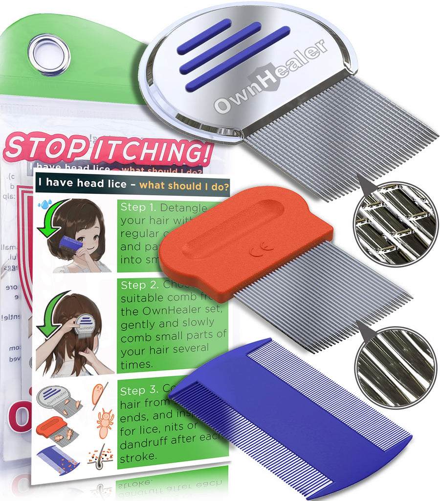 HandyHealer HEAD LICE COMB SET for Fast Nit and Lice Tr