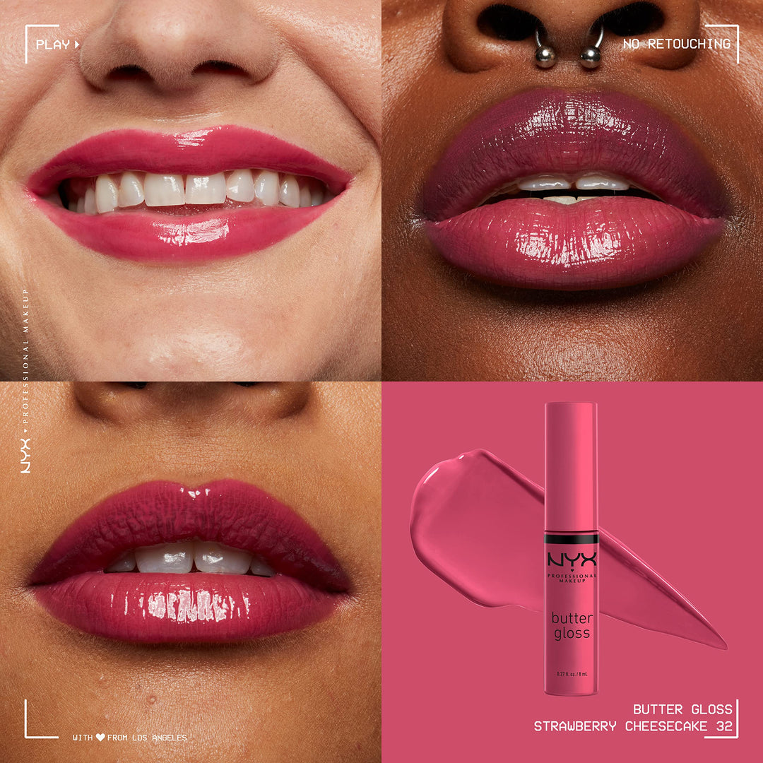PROFESSIONAL MAKEUP Butter Gloss, Non-Sticky Lip Gloss - Strawberry Cheesecake (Warm Pink)