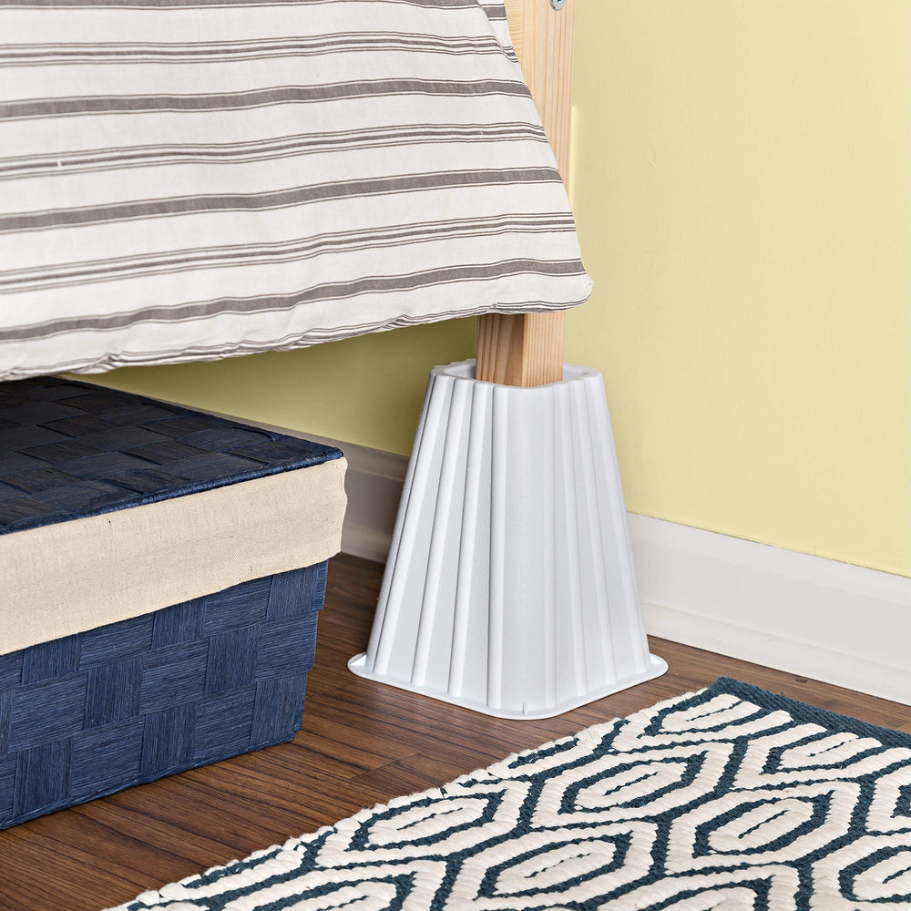STO-01006 Stackable Bed Risers, 4-Pack, White 300 lbs