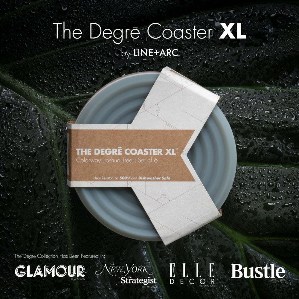 The Degre Coasters XL (Winter Salad, Set of 6) . 10mm Thick, Dishwasher Safe, Stain-Resistant, Outdoor, Coffee Table, Silicone, Modern, Mid Century, Drink, Non-Absorbent, Housewarming Gift