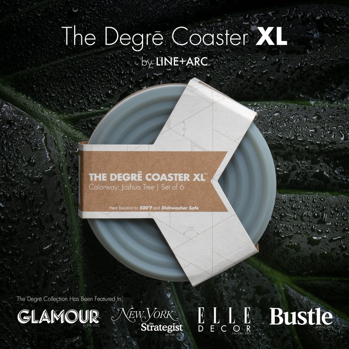 The Degre Coasters XL (Winter Salad, Set of 6) . 10mm Thick, Dishwasher Safe, Stain-Resistant, Outdoor, Coffee Table, Silicone, Modern, Mid Century, Drink, Non-Absorbent, Housewarming Gift