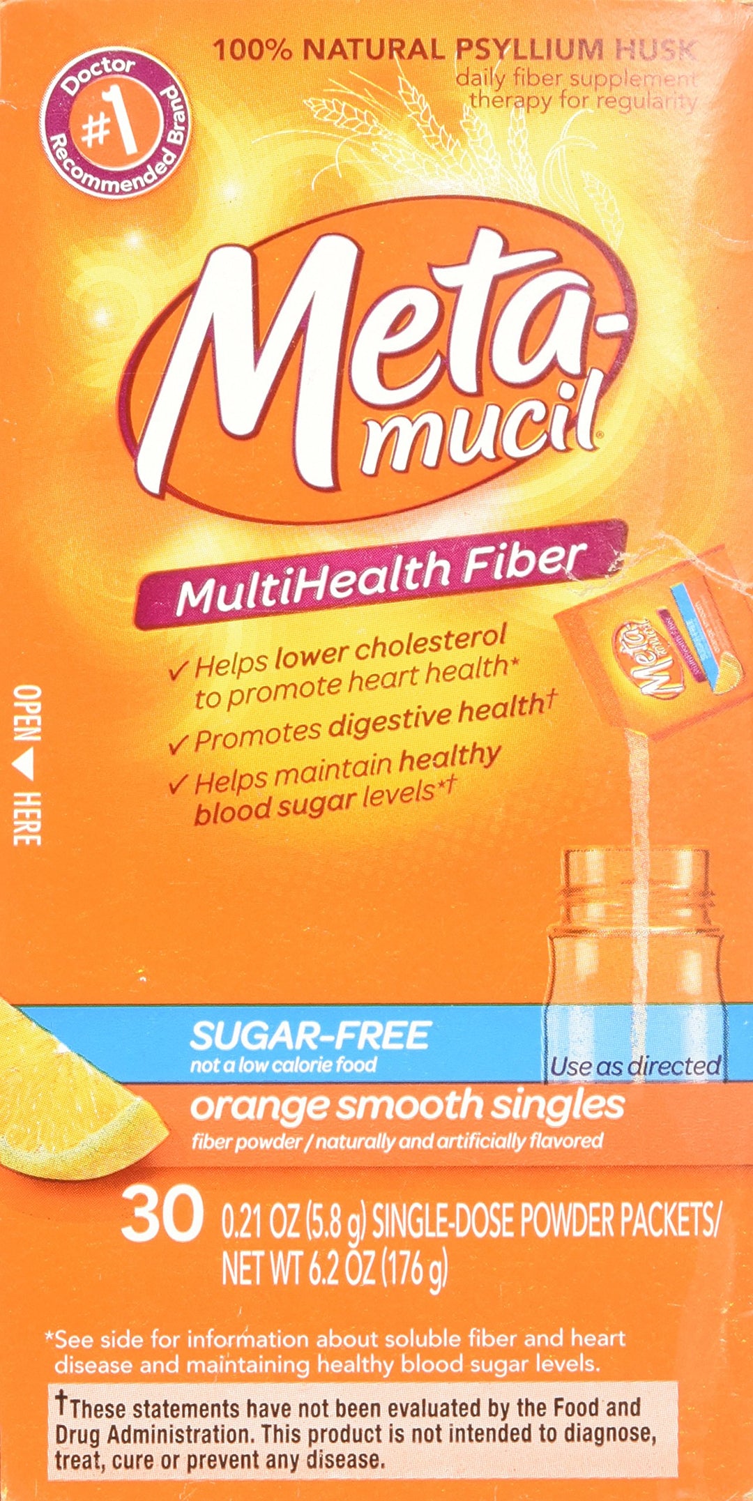 Metamucil Fiber Singles Smooth Texture Sugar Free Orang