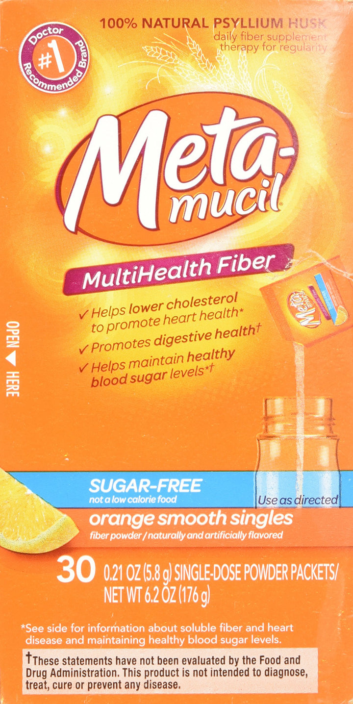 Metamucil Fiber Singles Smooth Texture Sugar Free Orang