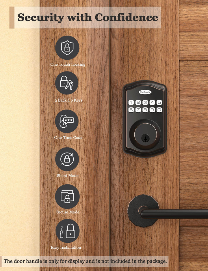 Keyless Entry Door Lock, Electronic Keypad Deadbolt Lock, Auto Lock, 1 Touch Locking, 20 Customizable User Codes, Back Lit, Easy Installation for Front Back Door, Oil Rubbed Bronze