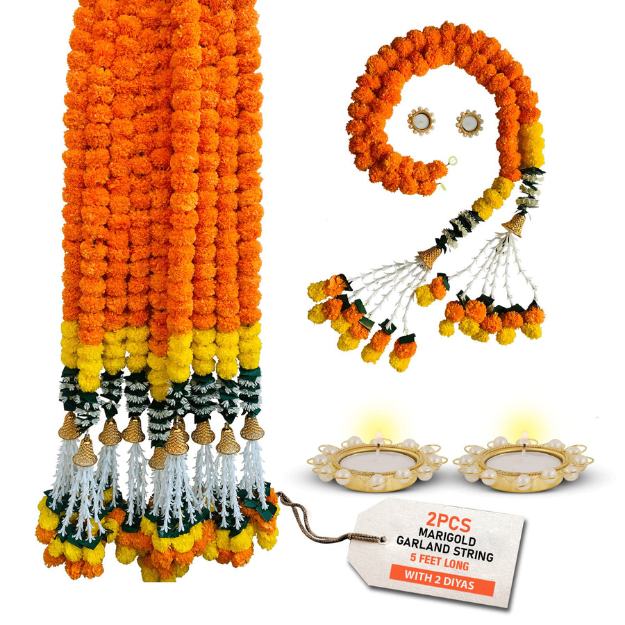 DIYANA IMPEX Marigold Garland for Decoration 5 Feet Lon
