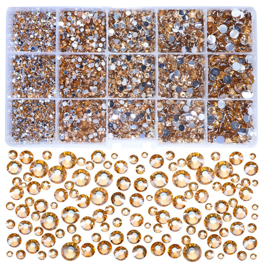 7500Pcs Champagne Nail Rhinestones 3D Nail Art Diamond for Nail Decoration Bead Flatback Gem Stone Sparkly Gold Crystal Rhinestones Nails Design Charms for Nail DIY Crafts Clothes Shoe Jewelry