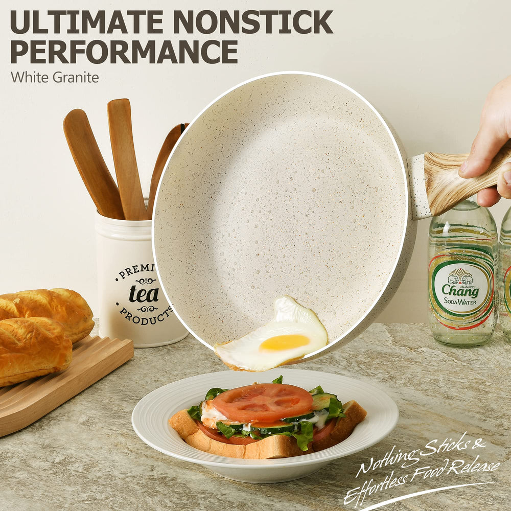 Frying Pan Set, 8+9.5+11 Stone Frying Pans With 100% APEO & PFOA-Free Stone Coating, Fry Pan Set Bakelite Handle, Nonstick Frying Pans, Nonstick Pans Set, Stone Skillets 3 Piece