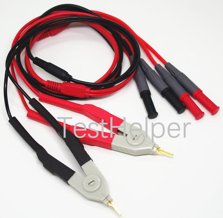 LCR Meter Test Leads Lead Terminal Kelvin Clip Wires Leads Probes,2 Test Clips (for 2X 2 Wire or 4 Four Wire) with 4mm connectors for DMM