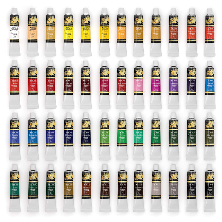 Acrylic Painting Tubes Set - 48 x 21ml - Lightfast - Heavy Body - Rich Pigments - Vibrant Colors - Professional Art Supplies - Artist Quality Paints