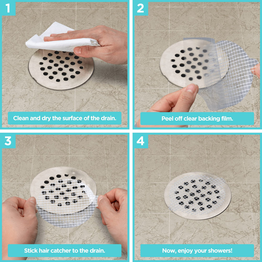 , 50 Pack, Disposable Shower Drain Hair Catcher Mesh Stickers…