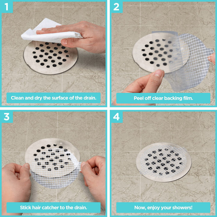 , 50 Pack, Disposable Shower Drain Hair Catcher Mesh Stickers…