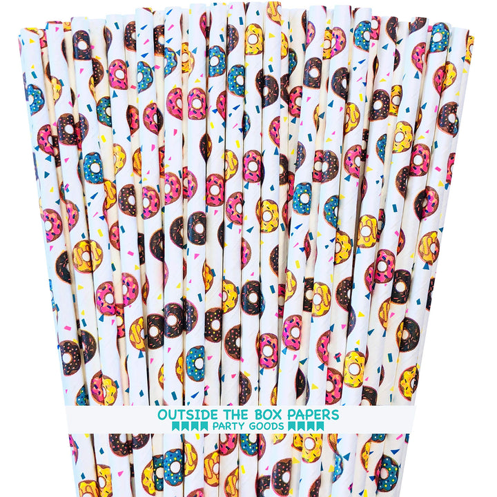 Doughnut Themed Paper Straws - Donut Colors Pink Blue Y