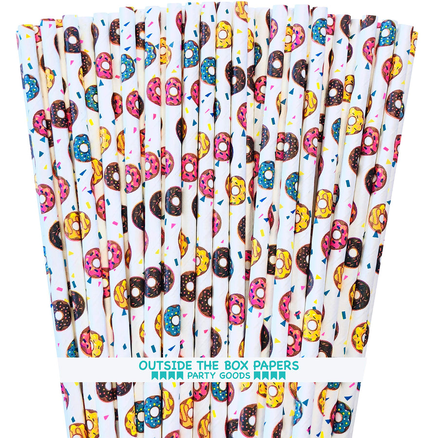 Doughnut Themed Paper Straws - Donut Colors Pink Blue Y