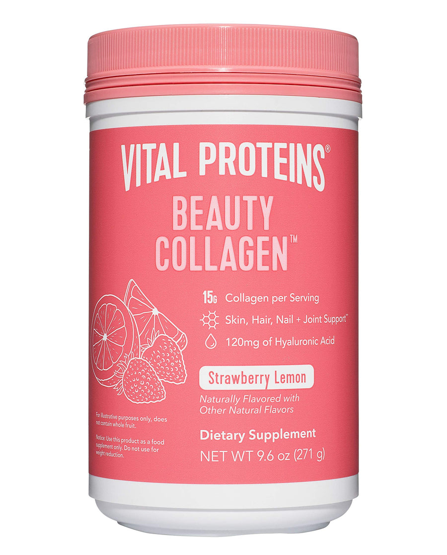 Beauty Collagen (Strawberry Lemon, Canister) - 120mg of Hyaluronic Acid and 15g of Collagen Per Serving