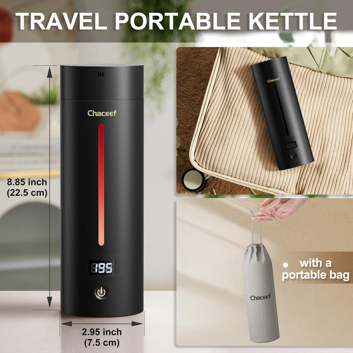 Travel Electric Kettle, 350ml Small Portable Kettle with 304 Stainless Steel, Travel Kettle with BPA Free, 3 Colors LED Water Boiler with Keep Warm Function, Fast Boil and Auto Shut Off, Pink