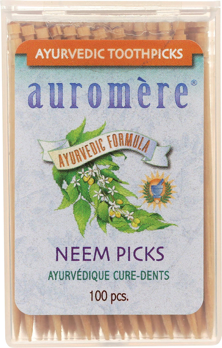 Ayurvedic Neem Toothpicks - Vegan, Natural, Non GMO, Made from Birchwood (100 Count) (1 Pack)