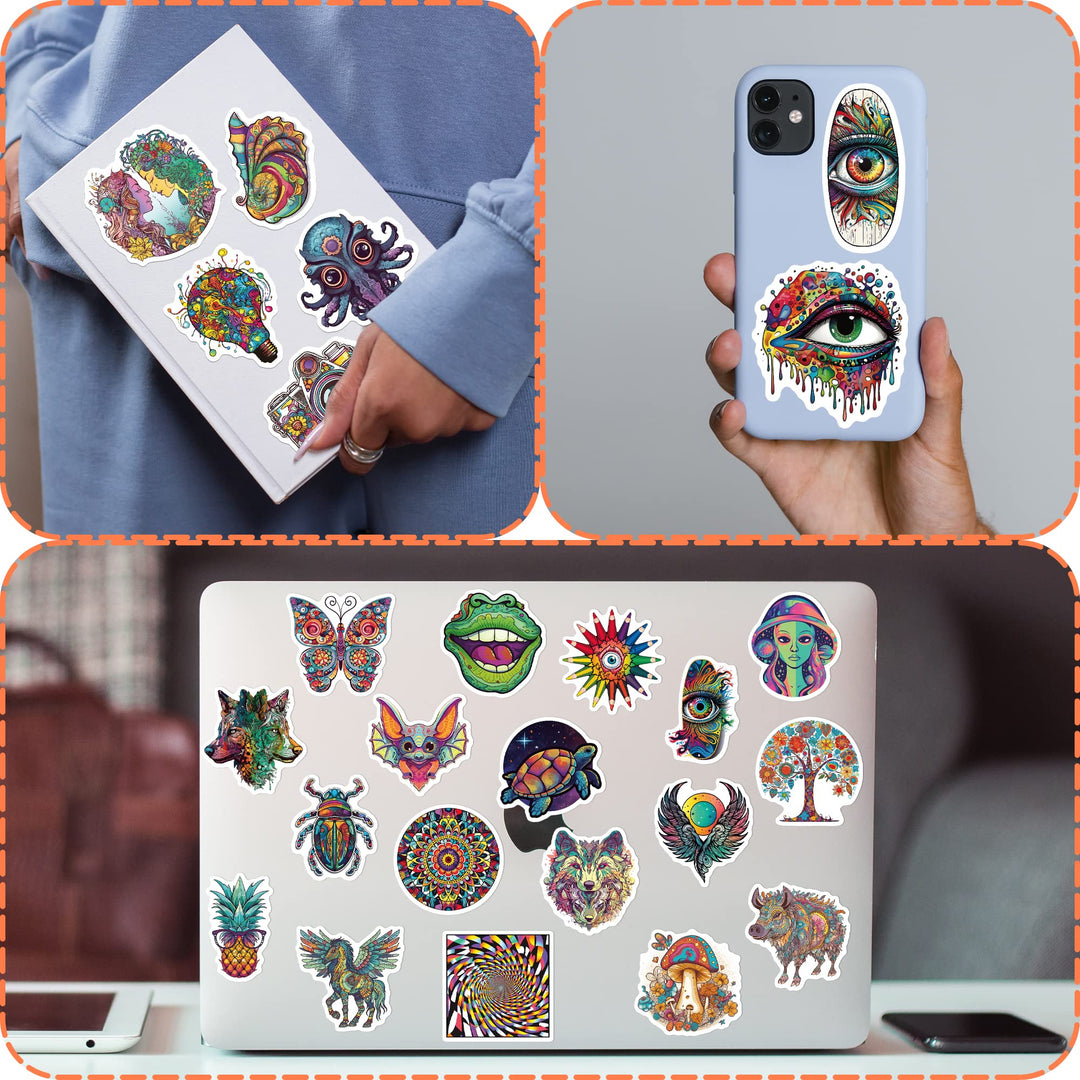 100Pcs Hippie Stickers for Adults, Peace Love Stickers Vinyl Waterproof Stickers for HydroFlask Water Bottle Laptop Computer Skateboard