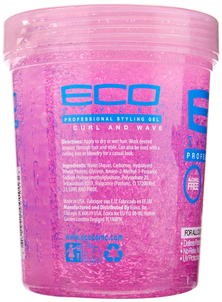 Ecoco Hair Gel - Curl And Wave - Anti-Itch, Alcohol-Free Formula - Perfect Hold For Angled Or Tapered Sides - Ideal For Wavy Hair - No Flakes - Not Animal Tested - Moisturizes - 32 Oz