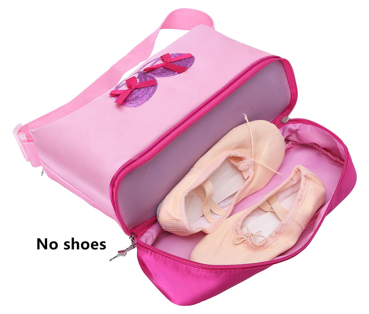 Girls Professional Dance Ballet Shoe Toe Bags with Double-deck Space and Adjustable Straps(bag)