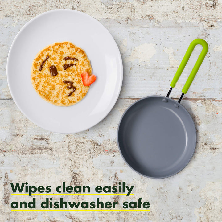 Mini Healthy Ceramic Nonstick, 5 Square Egg Pan, PFAS-Free, Dishwasher Safe, Stay Cool Handle, Black