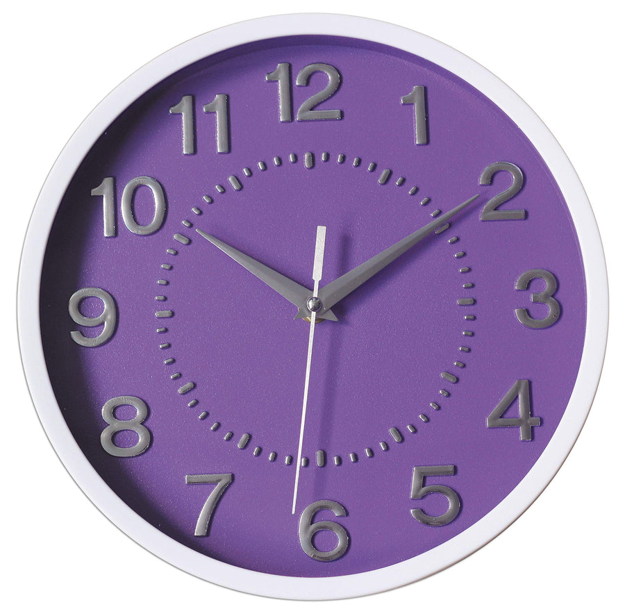 Decor Silent Wall Clock 10 Inches 3D Numbers Non-Ticking Decorative White Wall Clock Battery Operated Round Easy to Read for School/Home/Office/Hotel