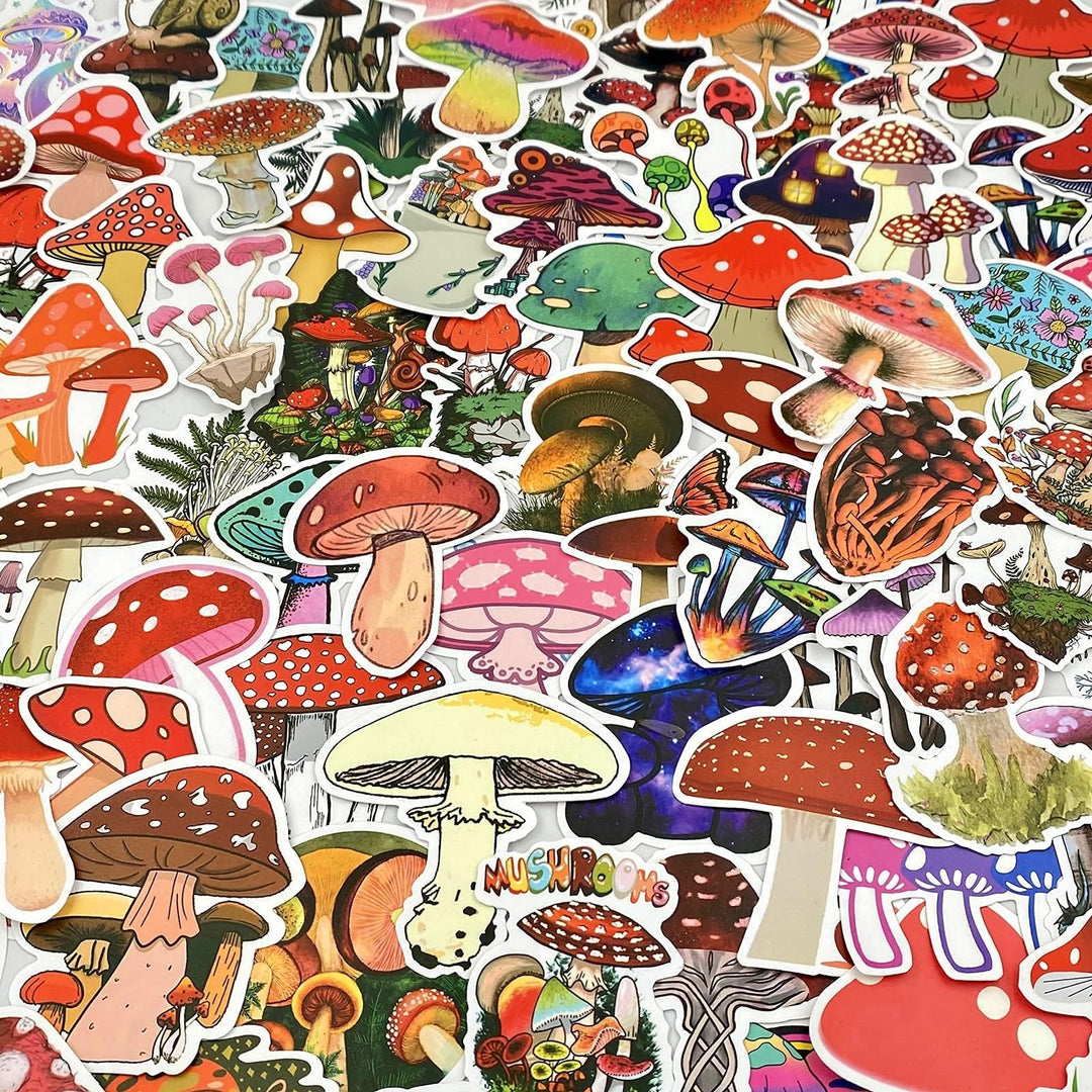 100 Pcs Aesthetic Mushroom Stickers, Waterproof Vinyl Mushroom Decor for Water Bottle, Laptop, Car, Journaling, Phone