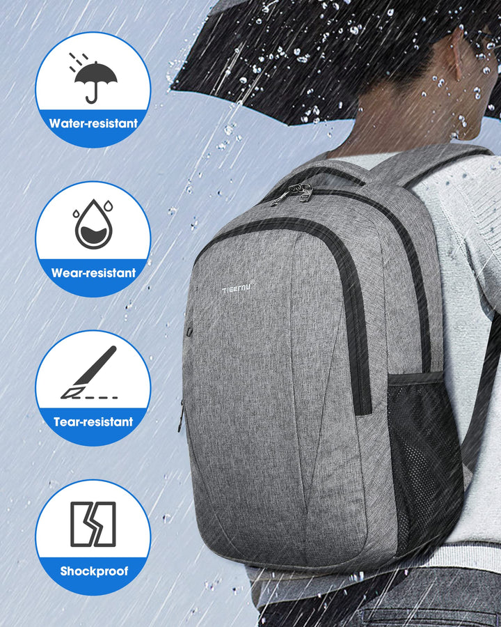 Laptop Backpack, Business Slim Anti-theft Backpacks with USB Charging Port, Water Resistant College Bookbag with Laptop Compartment for Men Work, Fits 15.6 Inch Laptop and Notebook, Black