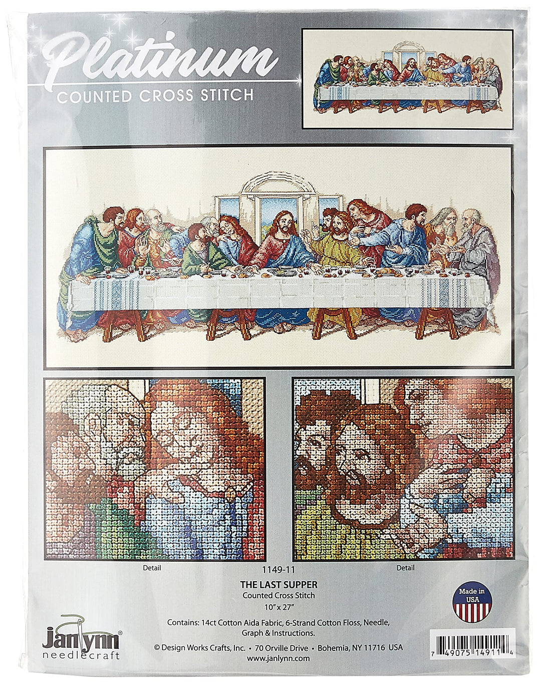 Counted Cross Stitch Kit 26.5X10, The Last Supper (14 Count)