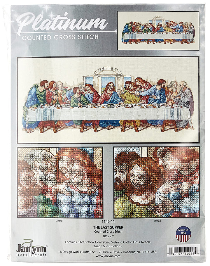 Counted Cross Stitch Kit 26.5X10, The Last Supper (14 Count)