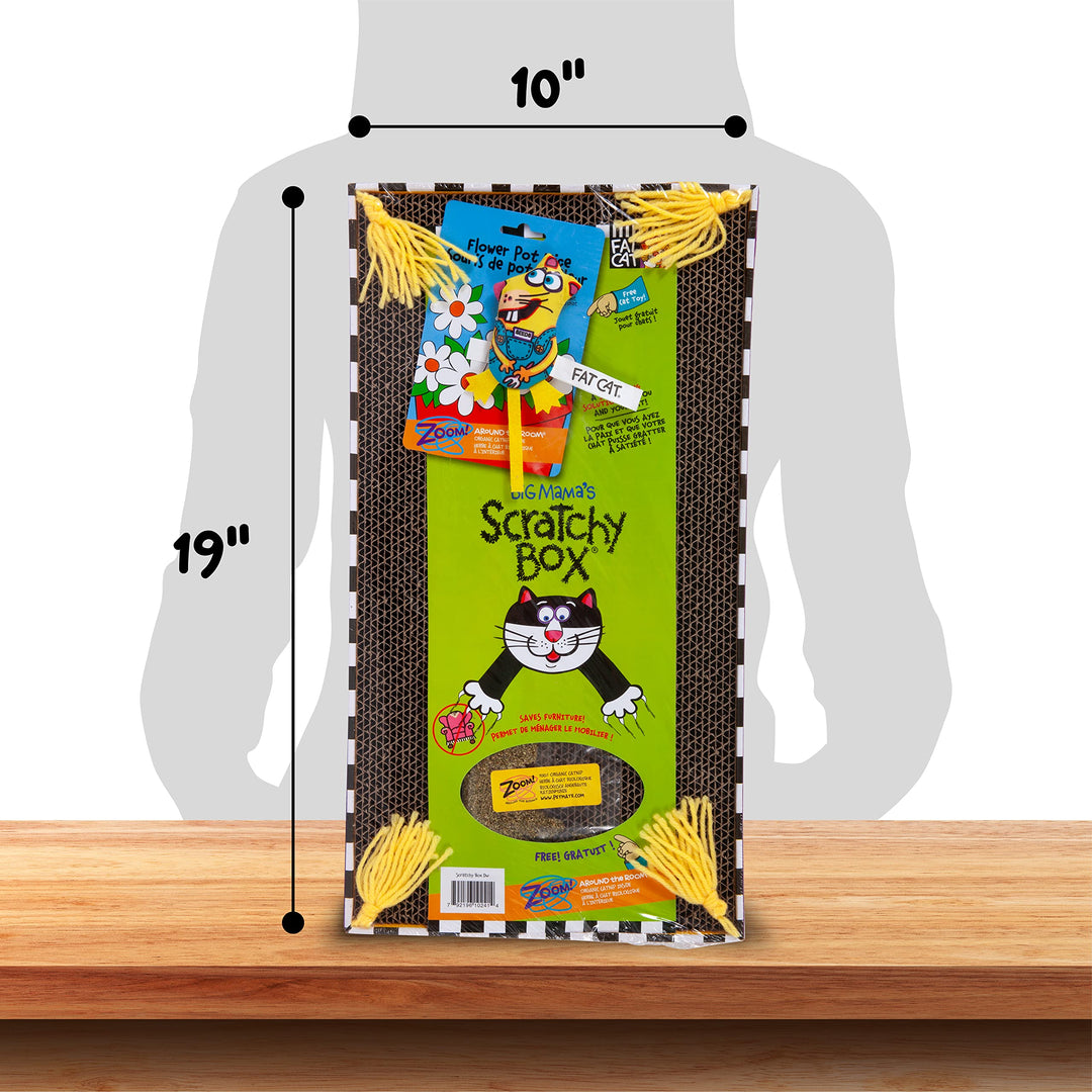FAT CAT Big Mama&#39;s Scratch Cat Toy Box Includes 100% Organic Catnip Grown In The USA