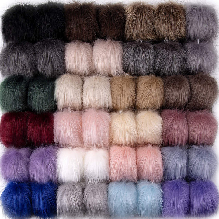 SIQUK 46 Pieces Faux Fur Pom Pom Balls DIY Faux Fox Fur