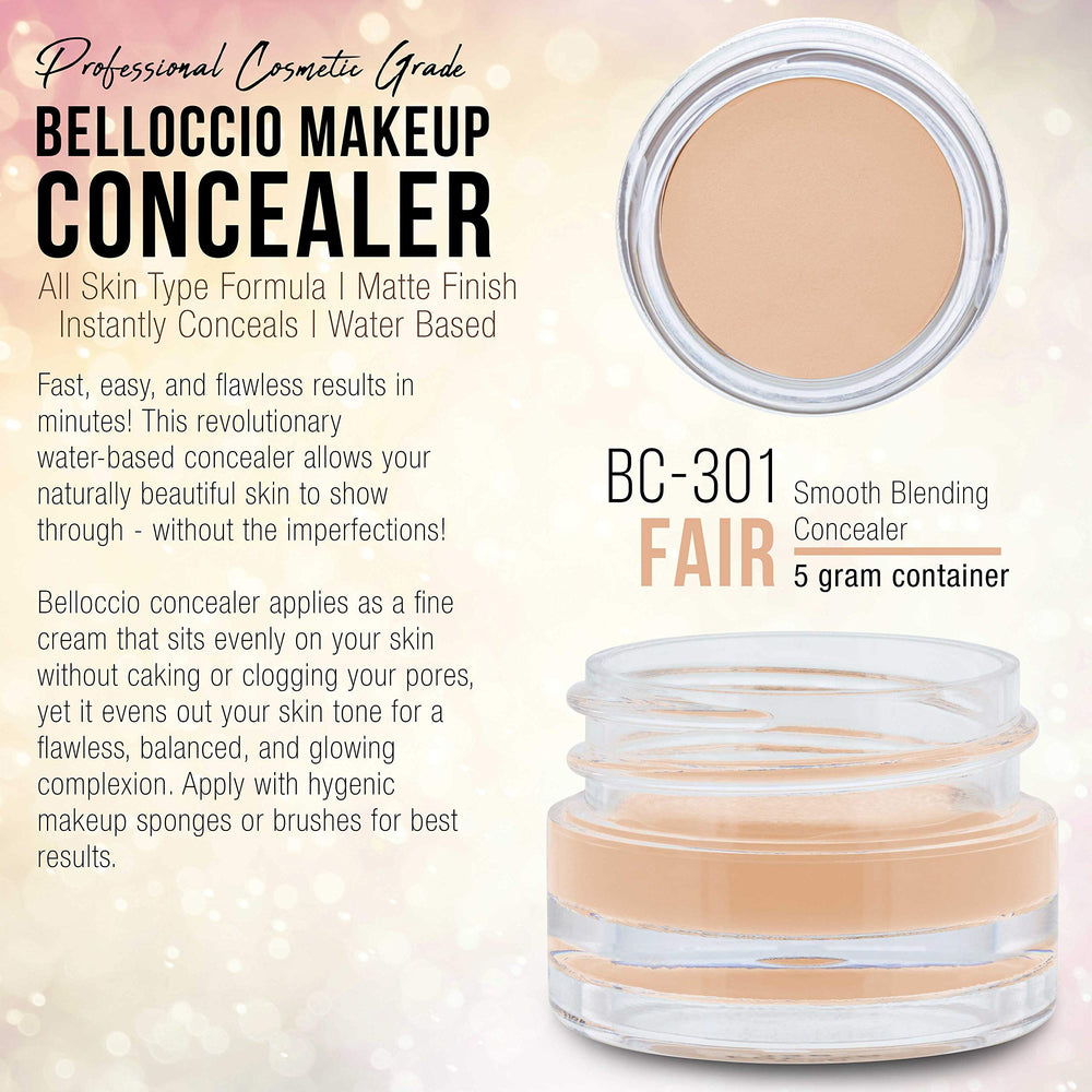 High Definition Fair Shade Makeup Concealer 5 gram Jar - Conceal Imperfections, Hide Blemishes, Dark Under Eye Circles, Cosmetic Cream - Use Under Airbrush Foundation