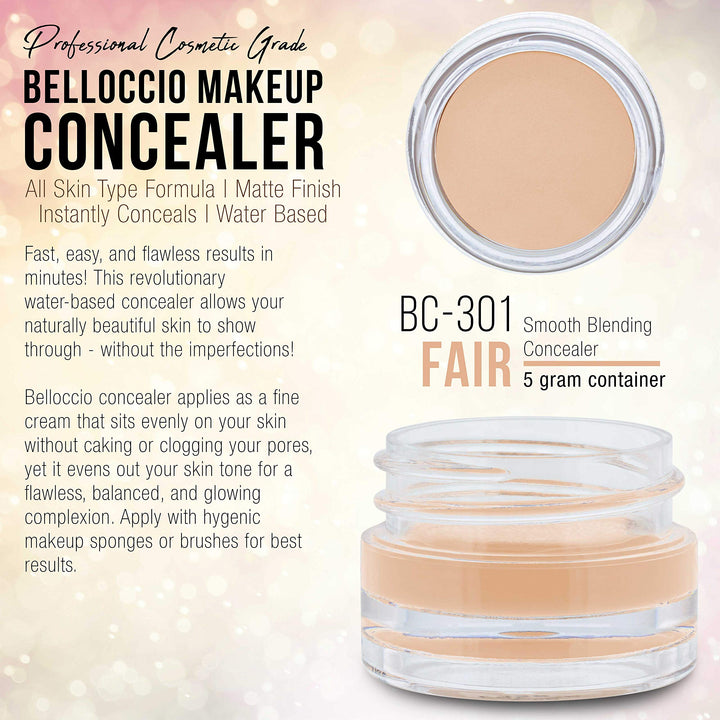 High Definition Fair Shade Makeup Concealer 5 gram Jar - Conceal Imperfections, Hide Blemishes, Dark Under Eye Circles, Cosmetic Cream - Use Under Airbrush Foundation