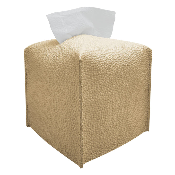 Tissue Box Cover, Modern Square Tissue Box Organizer, Decorative PU Leather Facial Paper Holder for Bathroom Vanity Countertop, Night Stand, Bedroom Dresser, Office Desk, Car (Beige)