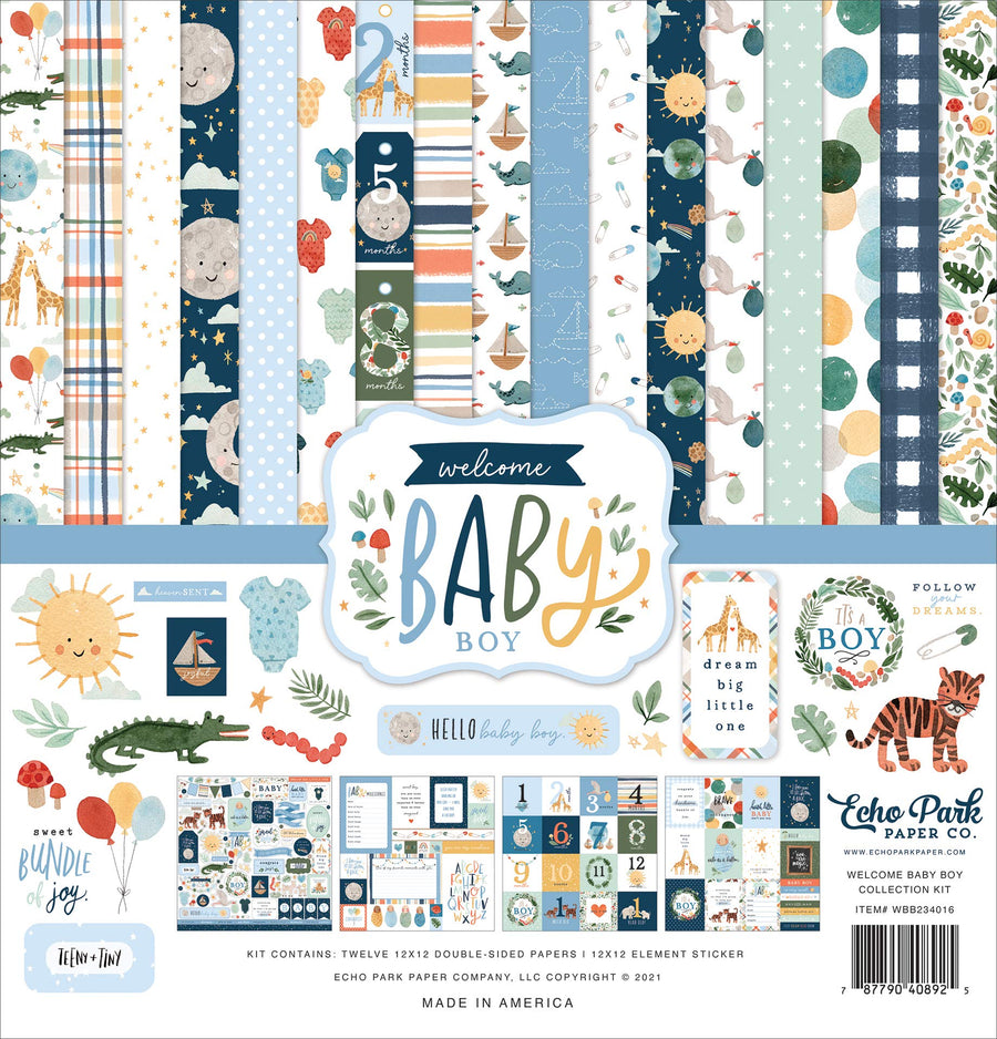Welcome Baby Boy Collection Kit Paper , 12-x-12-Inch