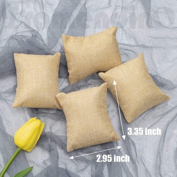 , 12 Pack Linen Bracelet Watch Pillow Jewelry Pillows Small Linen Pillow Bracelet Bangle Cushions for Jewelry Displays Show