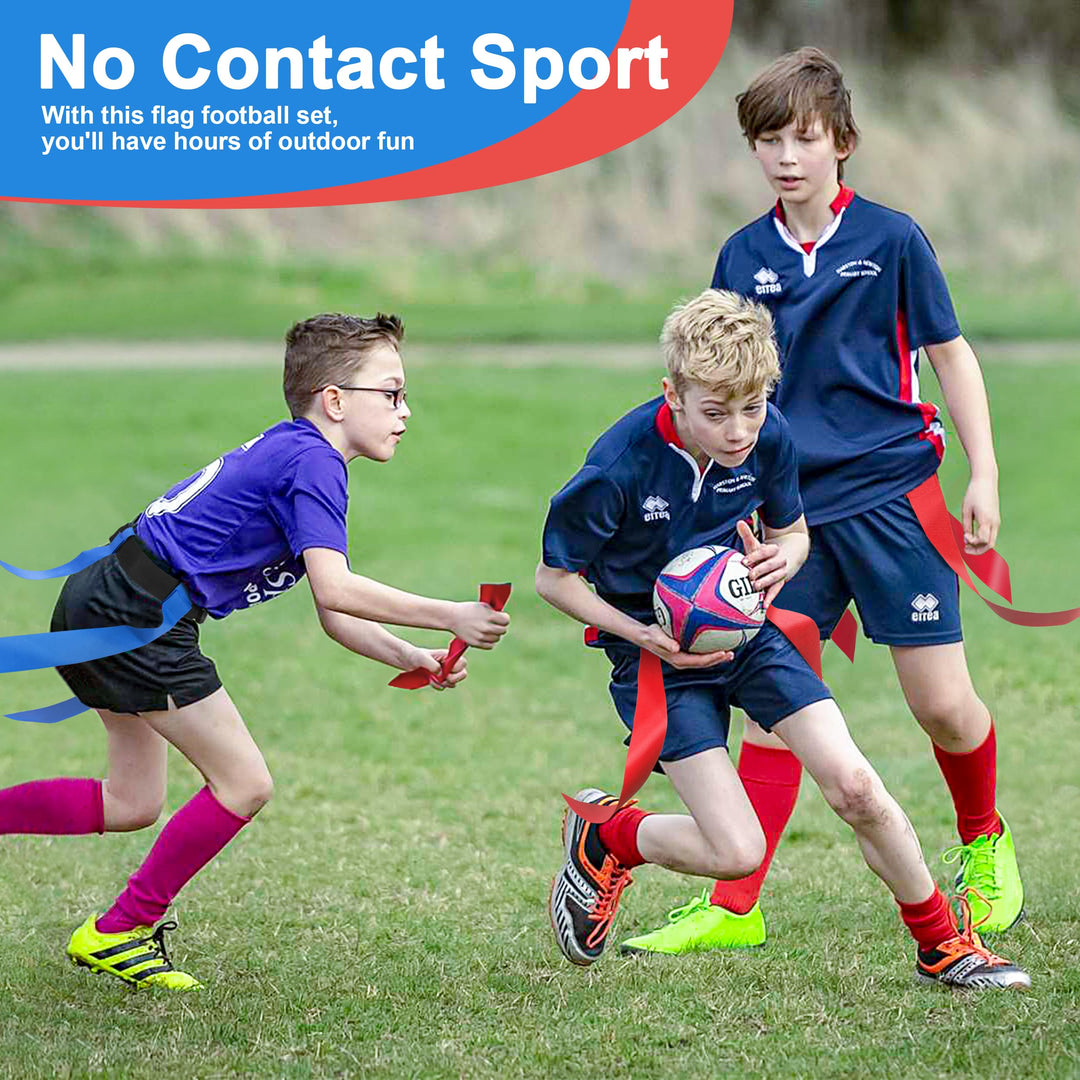 Flag Football Belts, 10 Player Adjustable Flag Football Set with 30 Flags for Youth and Adults Training Equipment