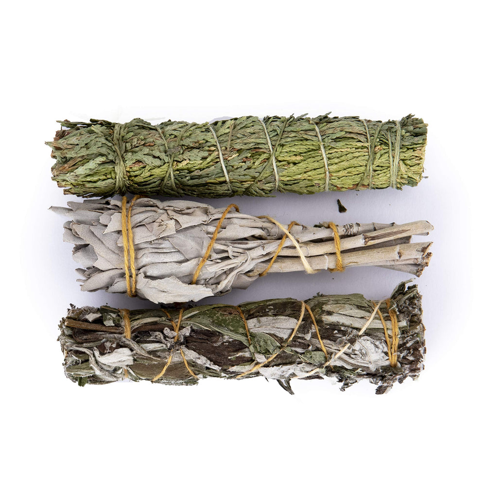 Juniper Ridge White Sage, Mugwort & Siskiyou Cedar Incense Bundle | Aromatherapy | No Synthetic Fragrance | Mini Variety | Pack of 3