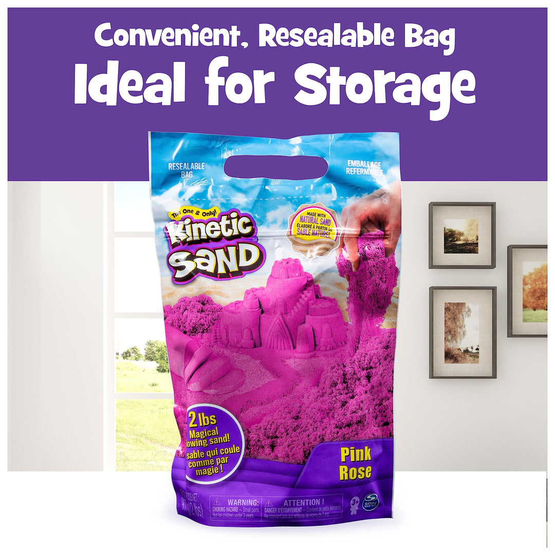 , 2lb Pink Play Sand in Resealable Bag, Moldable Sensory Toys, Christmas Gifts for Kids Ages 3+