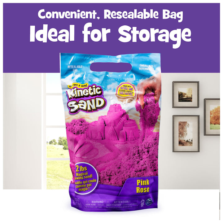 , 2lb Pink Play Sand in Resealable Bag, Moldable Sensory Toys, Christmas Gifts for Kids Ages 3+