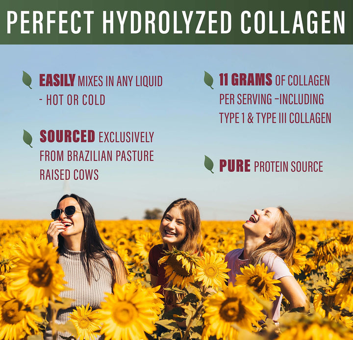 – Unflavored Hydrolyzed Collagen Powder for Men and Women - Collagen Peptides - Mix in Hot Cold Liquids, Grass Fed, Easy Absorption, 660 Grams