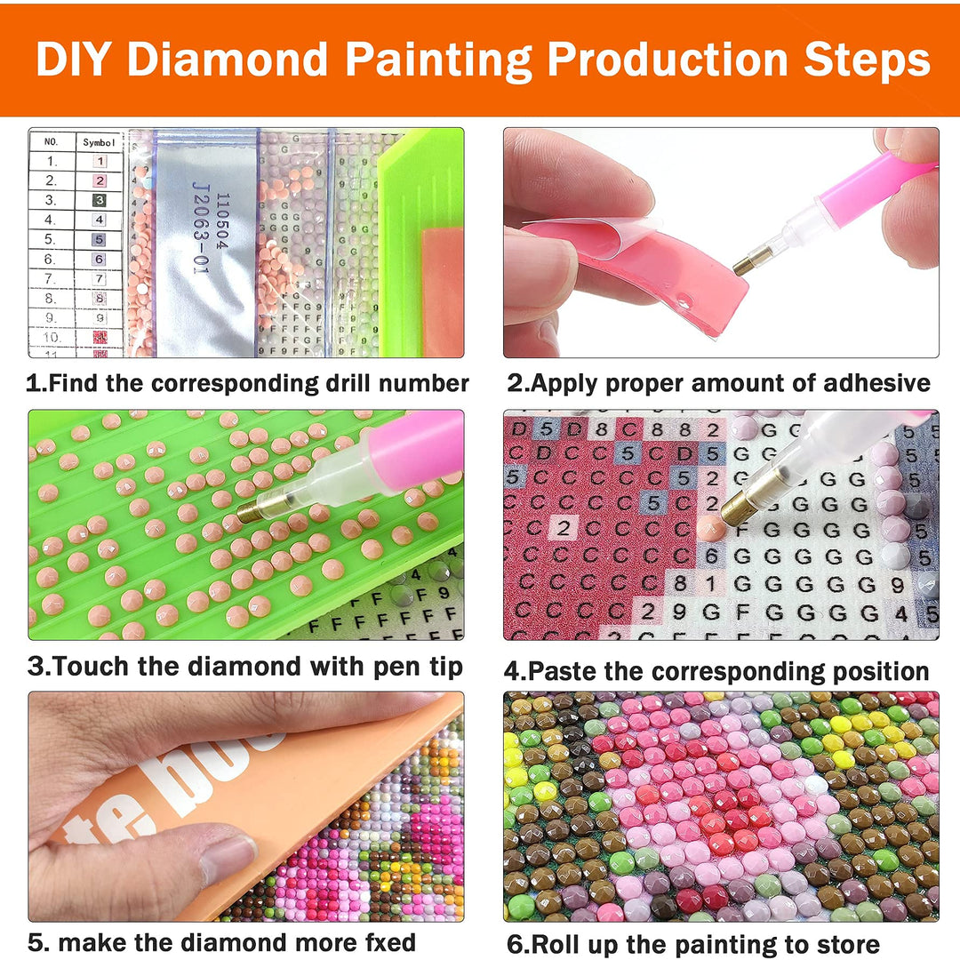 Diamntrum DIY 5D Diamond Painting Kits Kitten, Diamond Painting by Numbers White Cat, Crystal Rhinestone Embroidery Pictures Arts Kits Diamond Painting Kits for Gift Home Wall Decor 12x16 Inch