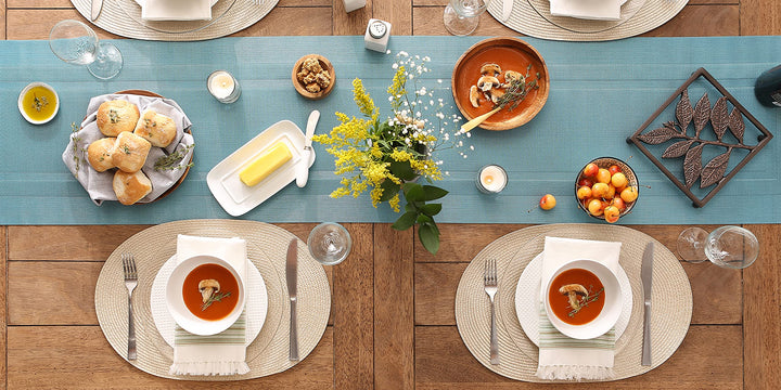 Classic Woven Tabletop Collection, Indoor/Outdoor Placemat Set, Oval, 12x18, Natural, 6 Piece