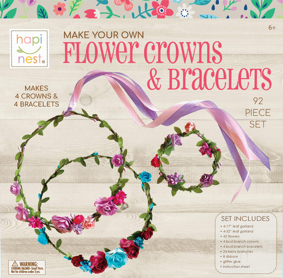 Make Your Own Flower Crown Kit & Bracelet Craft Kit, DIY Flower Crown Making Kit Headband Making Kit Perfect Birthday Gifts, Arts and Crafts for Girls & Boys Ages 6 7 8 9 10 Years Old & Up
